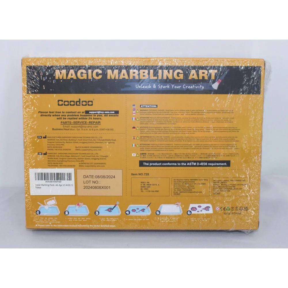 Coodoo Magic Marbling Art Kit Kids STEM Paint Project Ages 6+ Water Painting Set